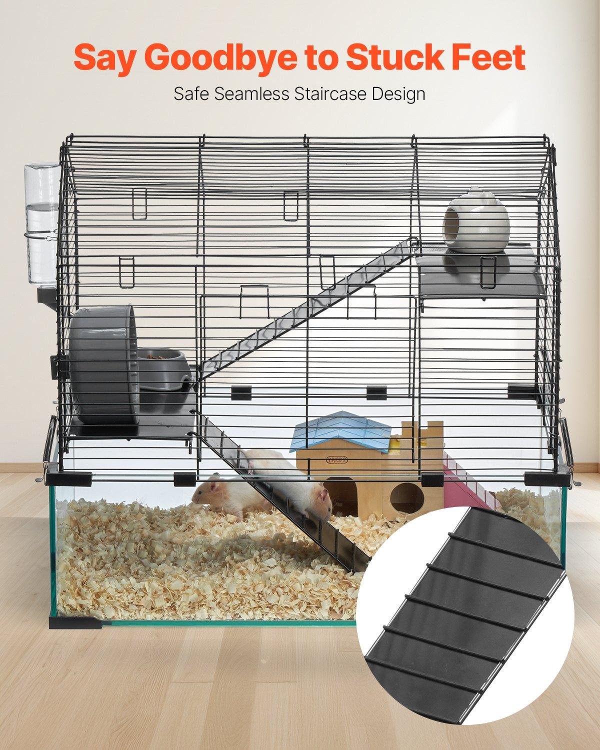 fathersdaygift  VEVOR Hamster Cage, 360 Viewing Transparent Hamster Habitats, Small Animal Cage, 22.8x 15x 21.3 in, Ventilated Pet Mouse Cages with Water Bottle, Portable Hamster House for Rats, Guinea Pigs
