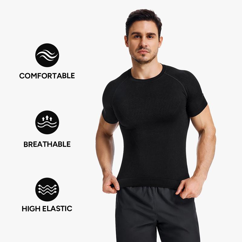 Nebility Men's Compression Shirts Cool Dry Short Sleeve Baselayer Athletic Workout T Shirts Activewear Fitness Rash Guard Clothing