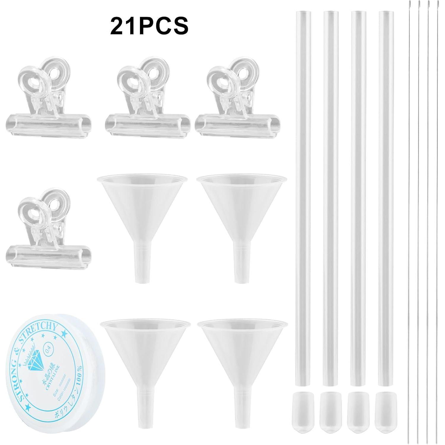 Beading Funnel, Beading Making Kit - 4 count  Making Tools for Clay Beads, Bracelets & Necklaces (Includes Funnels, 0.9mm , Clips)