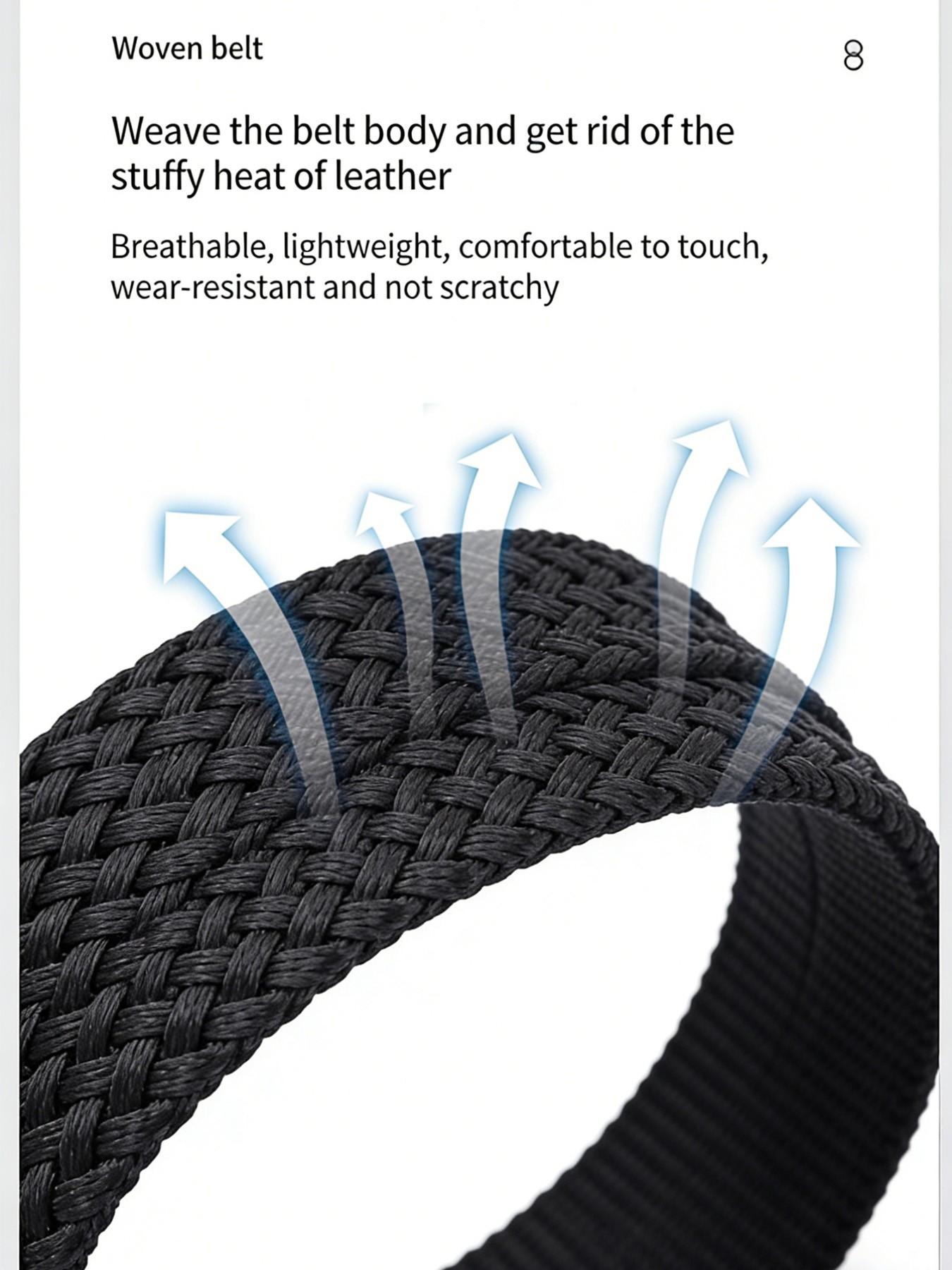 Men's Elastic Nylon Belt, Adjustable Auto-Snap Buckle, Quick-Release Tactical Waistband, Ideal for Jeans and Work Pants, Casual Wear