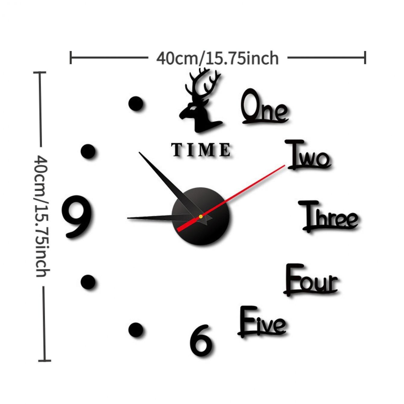 European Style DIY Creative Deer Clock, No-Drill Wall-Mounted Silent Clock for Living Room & Bedroom, Home Decor