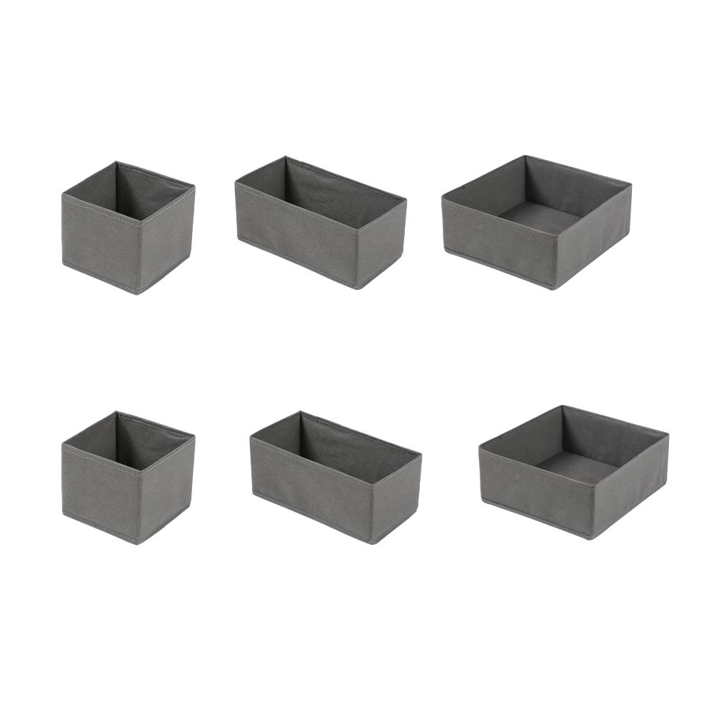 Foldable Fabric Storage Box Set of 6, Space-Saving Room Organizer, Foldable Divider, Neutral Color, for Closet and Dressing Table Drawers