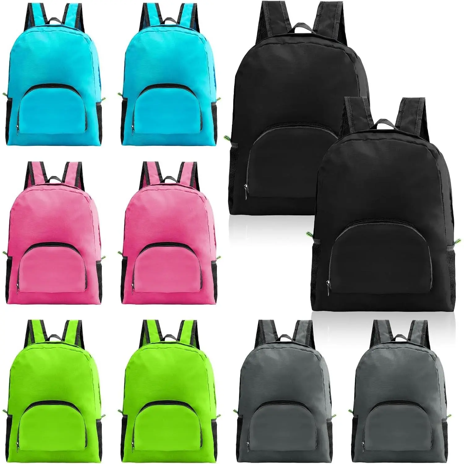 10 Pcs 17 Inch Backpacks in Bulk, Bulk BookBags Foldable Back Pack Basic Backpack for Adult Homeless Lightweight Outdoor Travel BookBags (5 colors)