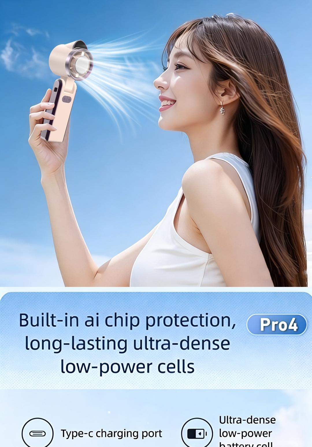 D28 Portable Travel Fan Mini Pocket Handheld Rechargeable Turbine Battery Powered USB High Speed Fan for Men Women