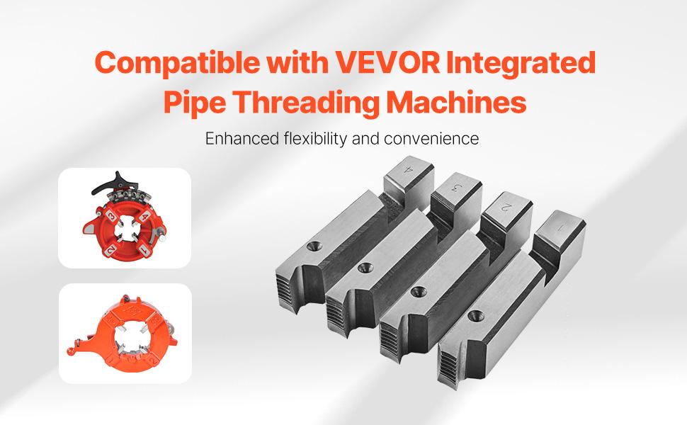 VEVOR Threading Machine Dies, 1/2-3/4 NPT Pipe Dies(4 Packs), Right-Handed HSS Pipe Threading Dies, Fit VEVOR Integrated Pipe Threading Machines