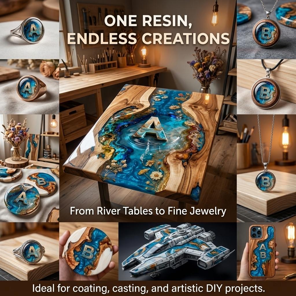 33.8oz/1000ML Epoxy Resin Kit, Easy Mix, High Gloss, Durable Epoxy Finish, Odorless, Long Lasting Bond, Ideal for DIY Crafts, Jewelry, Art Coating, Perfect for Creative Projects