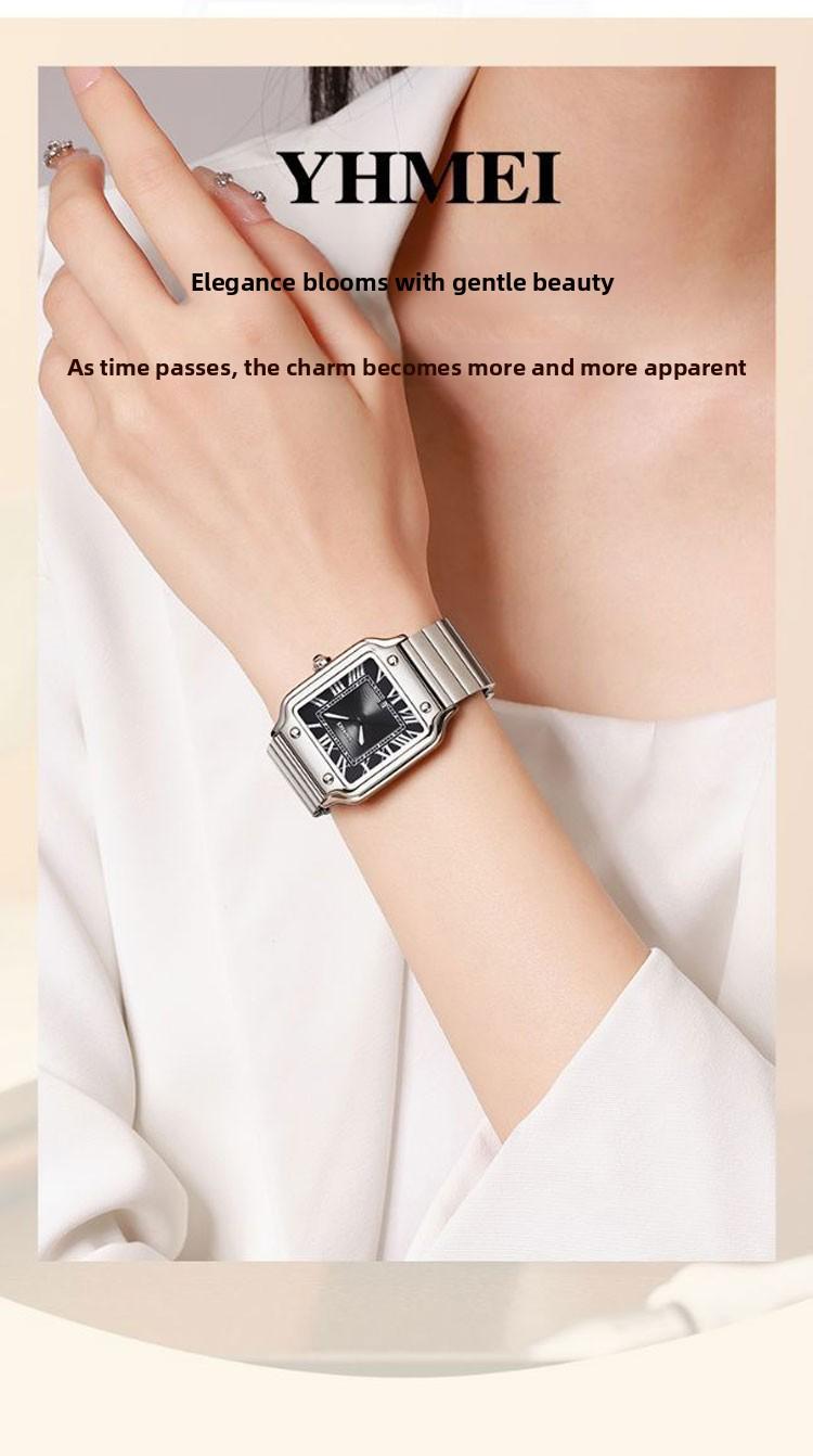 Women's Men's Unisex Square Watch - Silver Stainless Steel Band, Roman Numerals, Date Display, Waterproof Quartz Wristwatch, Fashion Casual Retro Wristwatch, Perfect Gift