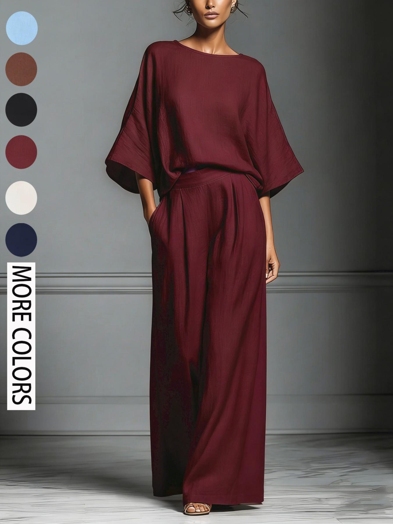 Women's 2026 Summer Bell-Sleeve Loose Clothing Set, Elegant Casual Trendy Outfit for Daily Wear Women's 2026 Summer Bell-Sleeve Loose Clothing Set, Elegant Casual Trendy Outfit for Daily Wear