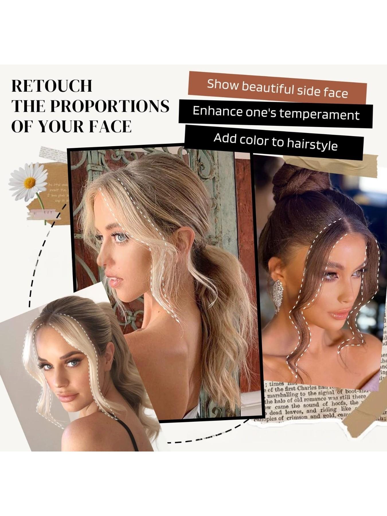 Dragon Whisker Bangs Synthetic Hair Clip, Slight Curl, Natural Face Shape, Suitable for Women, Daily Wear, Short Wigs, All Seasons