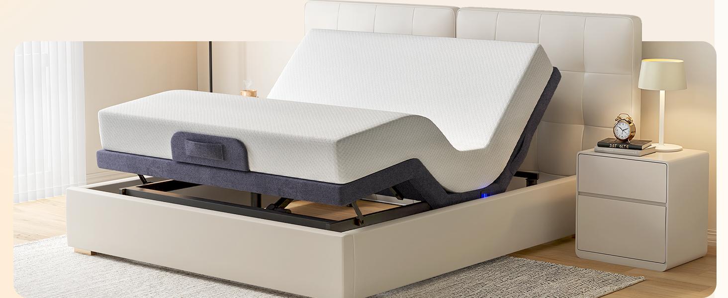 ONBRILL Twin/Queen Adjustable Bed Frame with Wireless Remote, Electric Bed Base w/3 Massage Modes, Zero Gravity Bed, Head and Foot Incline, 3 Mins Fast Assembly, 2 USB Ports, Memory Pre-Sets, Anti-Snore