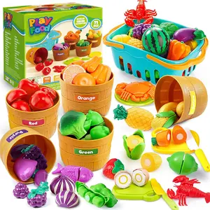Learning Toys Play Food Set  Toddlers, Cutting Food  Preschool Activities, Play Kitchen Accessories, Educational Toys, Color Sorting Set  Boys & Girls, Easter Basket Stuffers