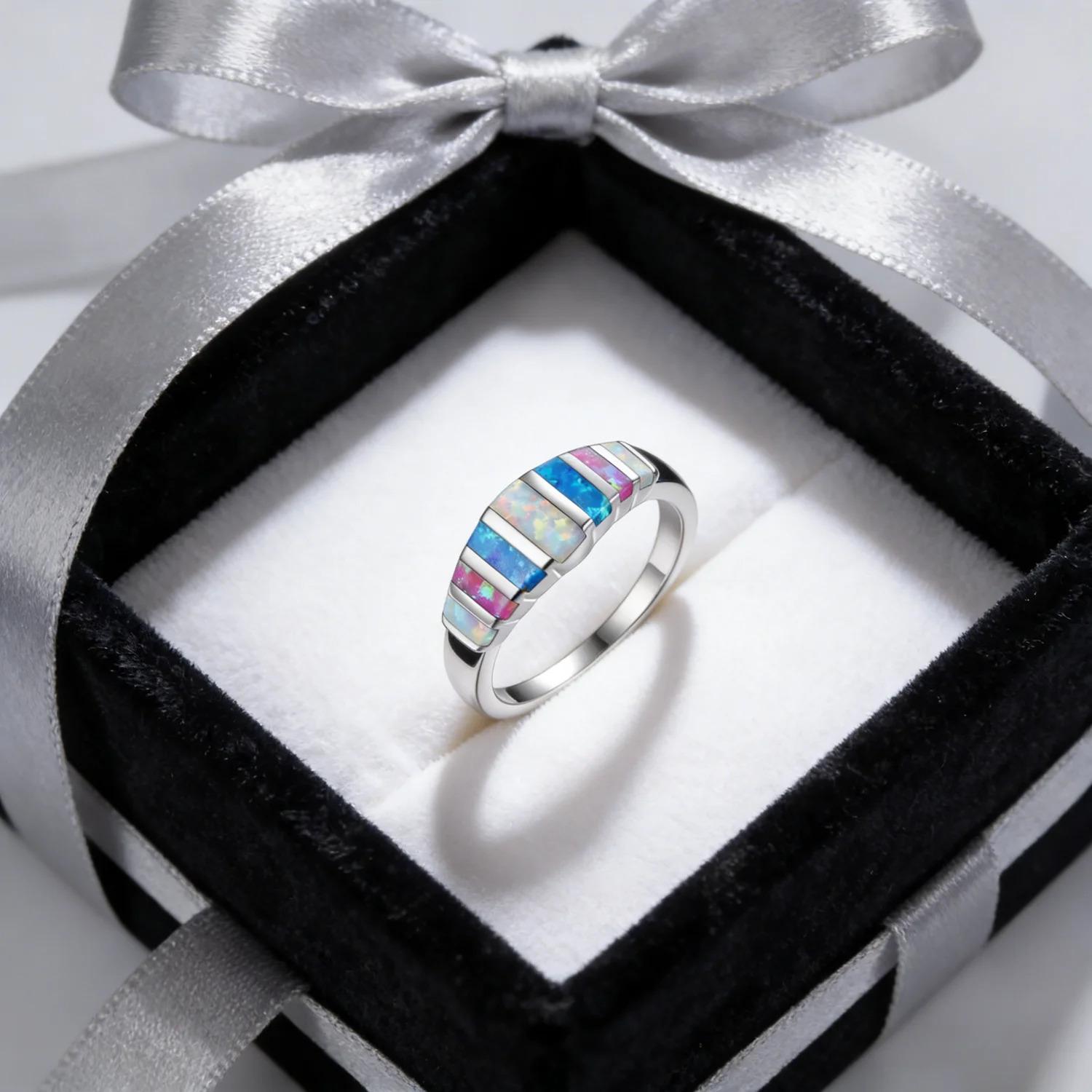 Colorful Fire Opal Fashion Jewelry Opal Cock Rings for Women Fashion Jewelry Luxury Evening Party Jewelry Christmas Gift for Her