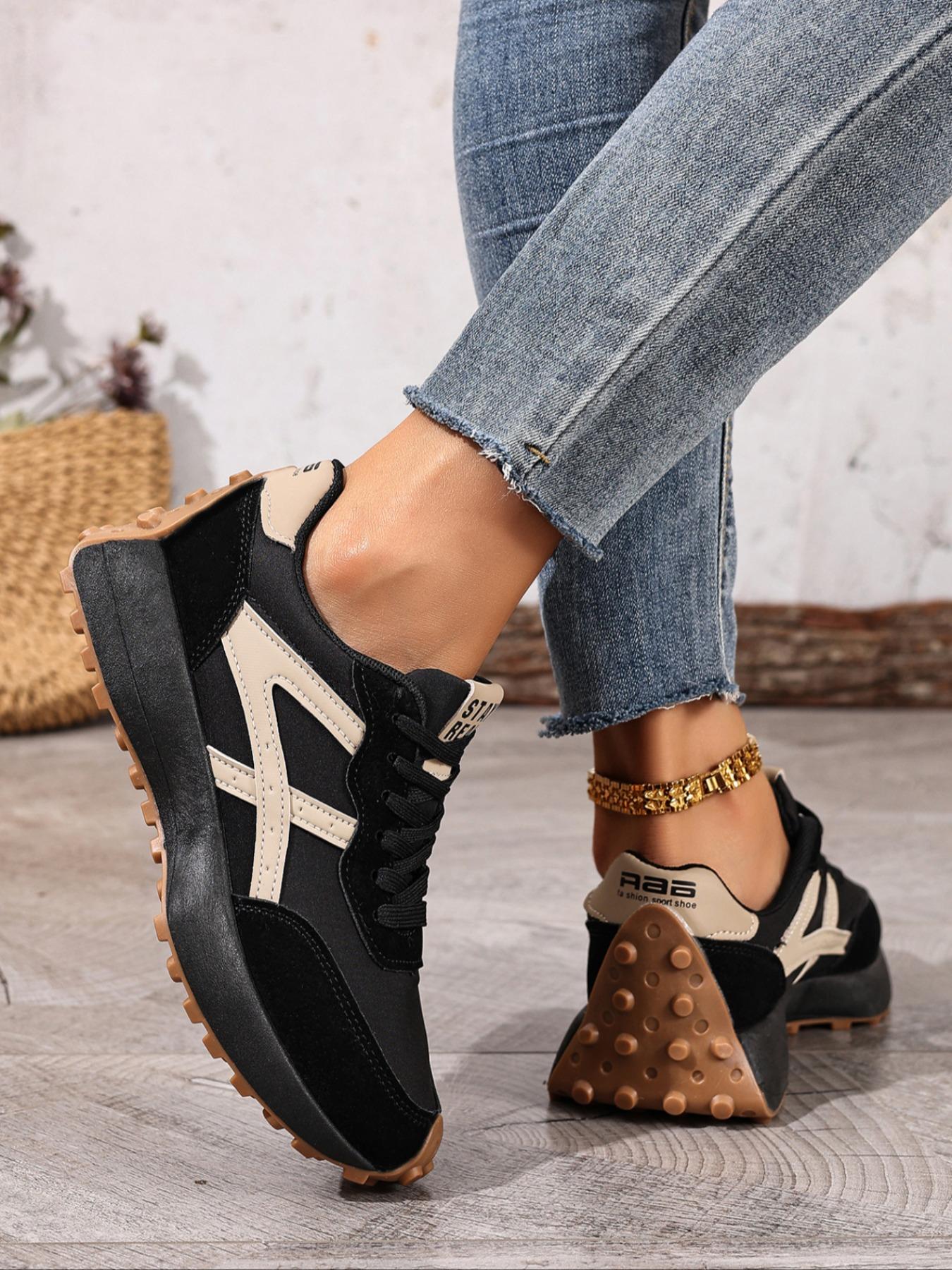 Women's Comfortable Laced Sports Shoes, Lightweight Multifunctional Casual Sneakers, Anti-Slip Rubber Sole, Perfect for Running, Hiking, Driving1123