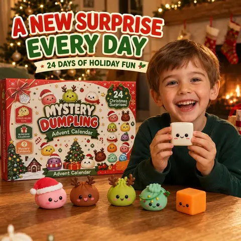 Christmas Advent 24-Day Squishy Toy - Mini Squishies Advent Calendar Countdown Calendar with Glitter Squeeze Toys, Holiday Gift for Kids