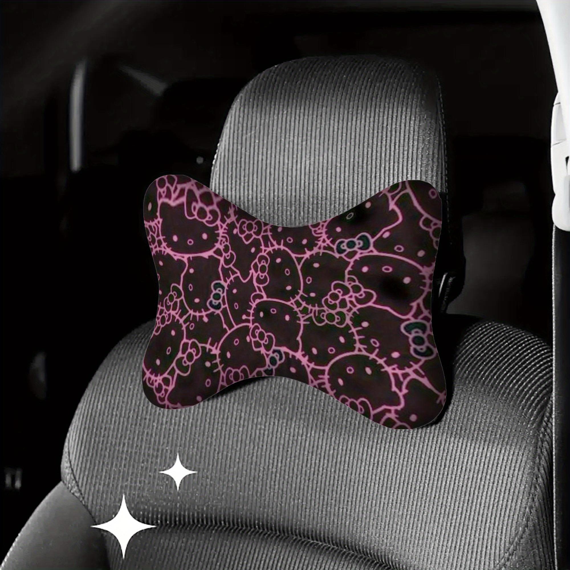 1 pink hello kitty pattern car headrest, suitable for most car models, provides support and stress relief, offers a comfortable driving experience, and is suitable for long-distance driving positions.