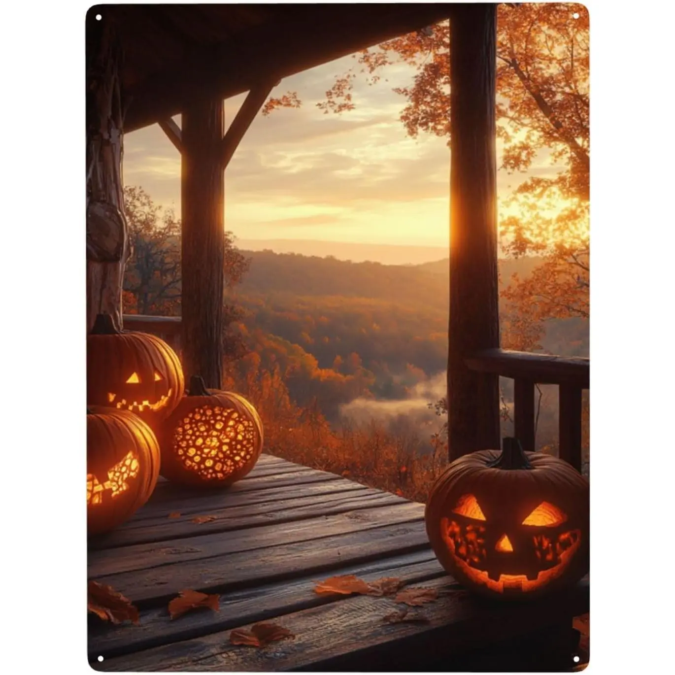 Spooky carved pumpkin art,12x16 inch Metal Tin Hang Signs Plaque |   Easy-To-Hang Aluminum Poster, Plaques For Home Kitchen Cafe Pub,Indoor Outdoor Metal Tinplate Wall Art Practical Decoration