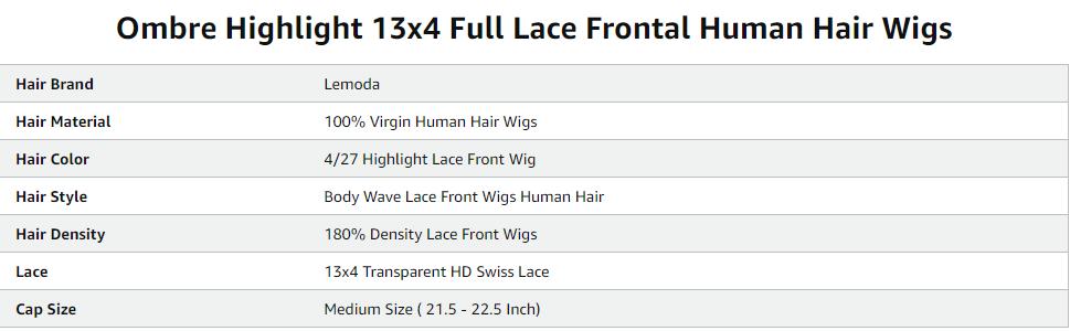 Lemoda 13x6 Full Lace Frontal Wig 180 Density Highlight Bang Ombre 13x4 Lace Front Wig Human Hair Body Wave Wig Transparent Lace Pre Plucked Honey Blonde Human Hair Wigs for Women P4/27 Color DealsforYouDays