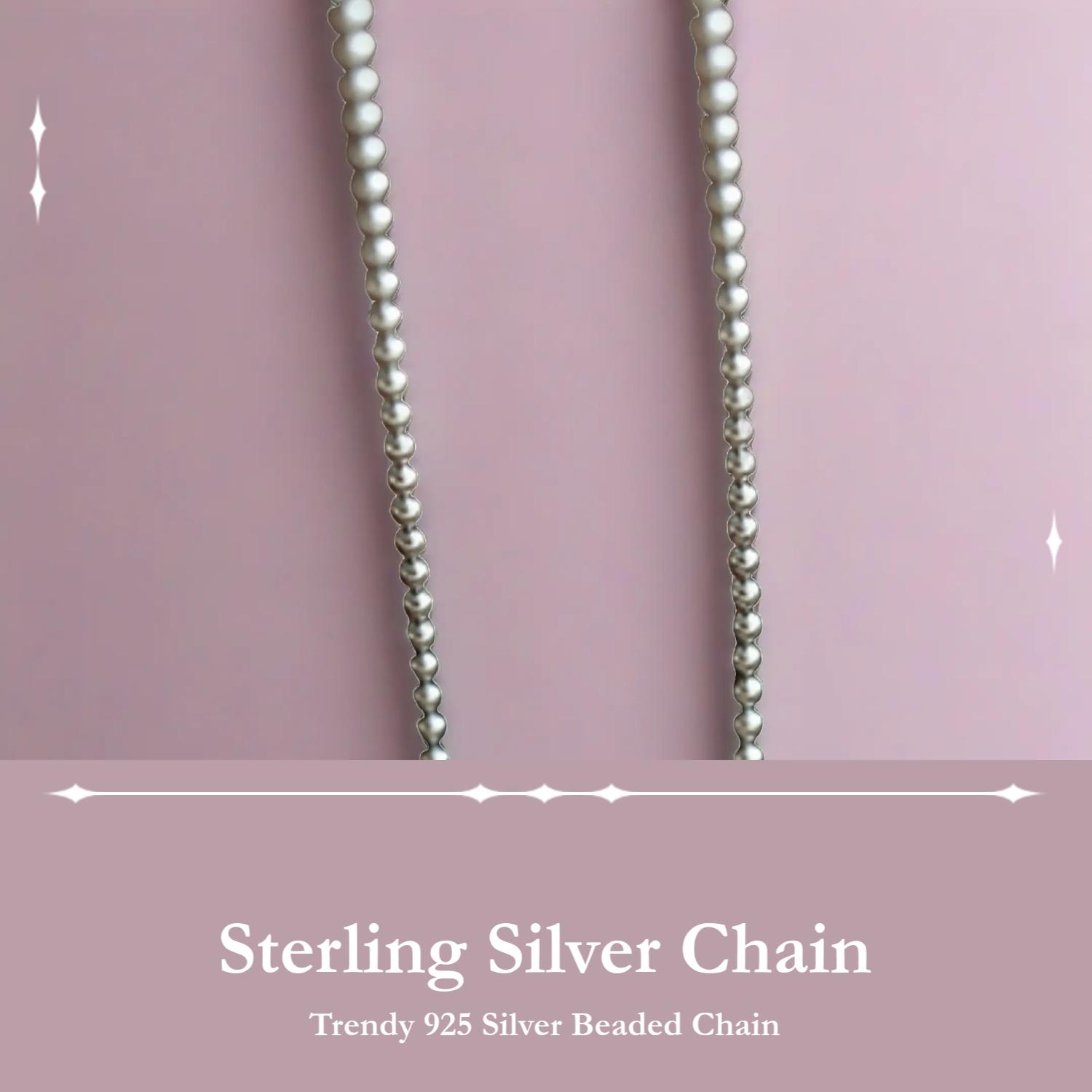 925 Sterling Silver Round Bead Design Necklace, Fashion Jewelry for Party, Daily Clothing Decor, Trendy All-match & Exquisite Jewelry for Birthday Gift, Gifts for Girlfriend, Dainty Necklace, Daily Wear Necklace