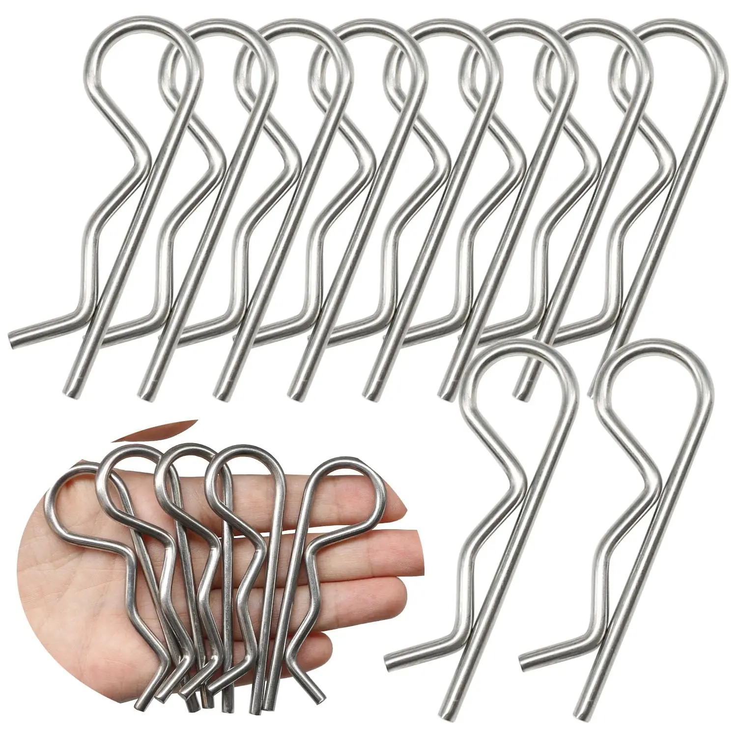 10 count M3.5x75 Stainless Steel R Clips Retaining Pins Cotter Pin Hitch Pin Clips OLA031-3.5*75