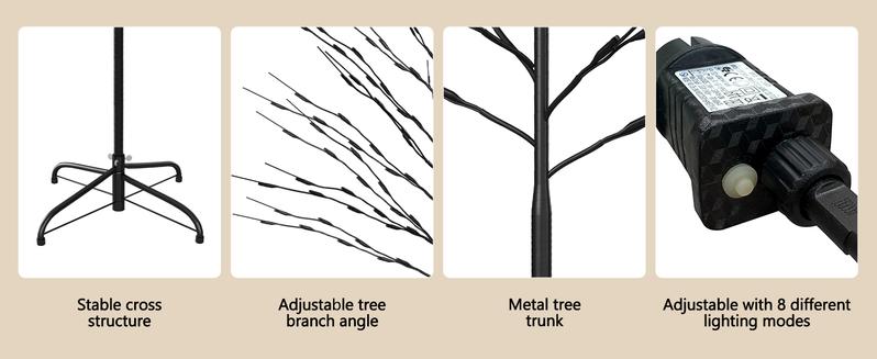 Lilypelle LED Lighted Trees for Christmas Indoor and Outdoor Decoration, 5Ft Warm White Light Metal Twinkling Tree for Holiday Party Home Yard Patio Decor, 8 Lighting Modes and Waterproof