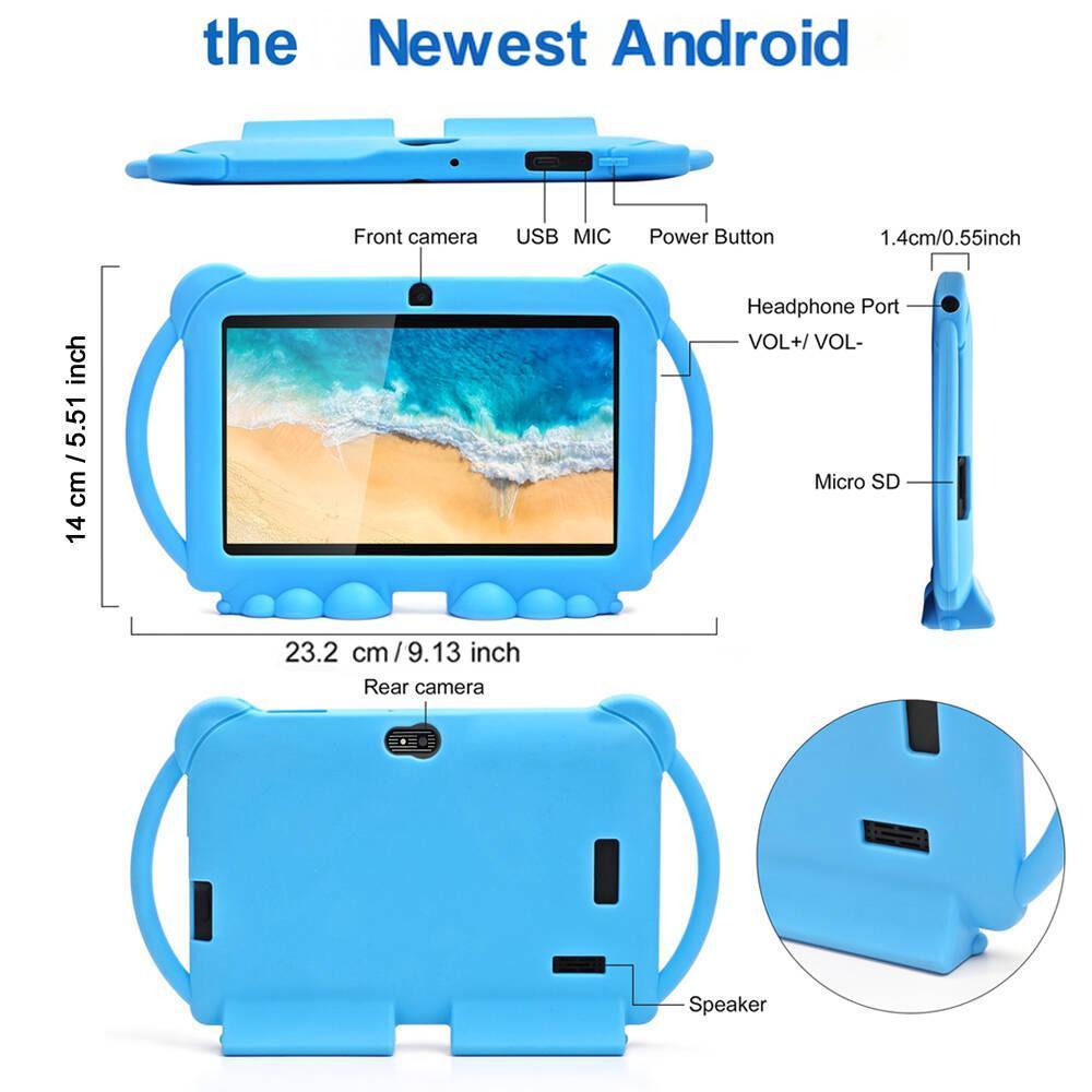 7-Inch Dual-Camera Tablet PC, Android Parental Control Education Tablet with Shockproof Case, 1024x600 Screen, Android Wi-Fi Tablet