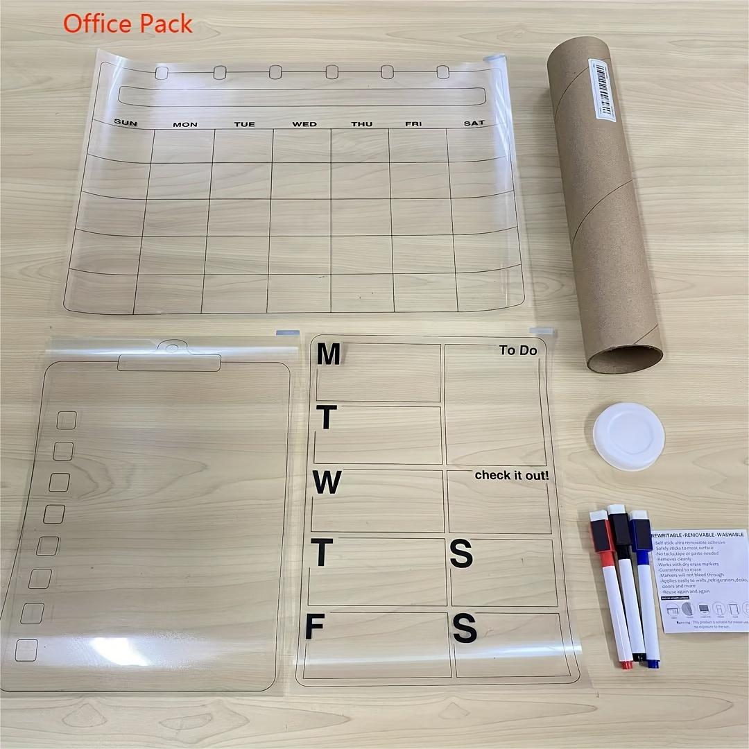 Bio-inspired Nanoadhesion Transparent Writable Planner Set for Home and Office, High Transparency Whiteboard A3 A4, Dry Erase and Wet Erase Features