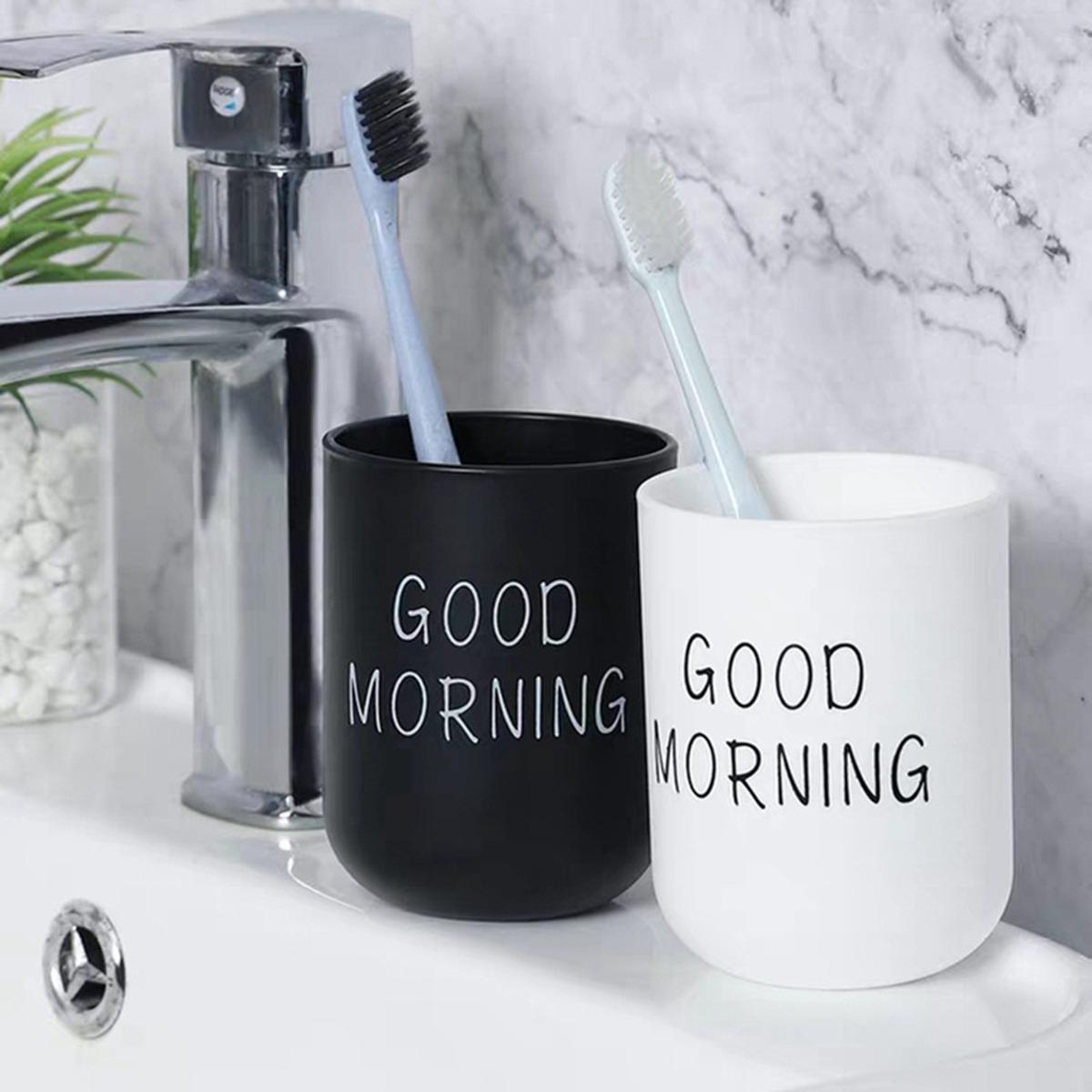 Plastic Mouthwash Cup Set, Simple Design for Couples & Families, Durable Bathroom Accessories, Fashion Home Decor Essential