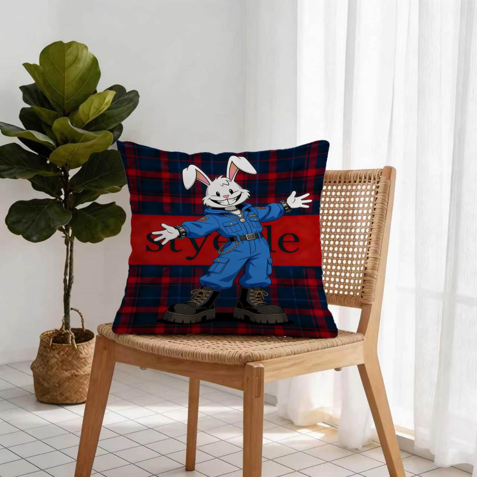 Trendy Rabbit Pattern Pillow, 1 Piece Includes Pillow Core, Soft And Durable, Suitable For Children And Adults, Daily Holiday Birthday Gifts For Beds, Sofas, Cars, Bedroom Decorations