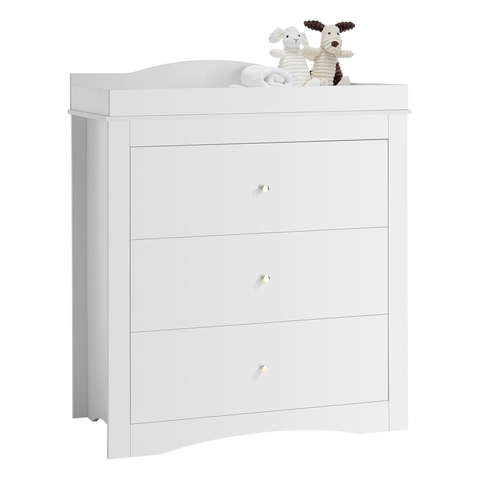VEVOR Changing Table Dresser, Baby Diaper Change Station with 3 Drawers, Multi-Functional Modern Changing Table Dresser with Storage Organizer Nursery for Children's Room, White