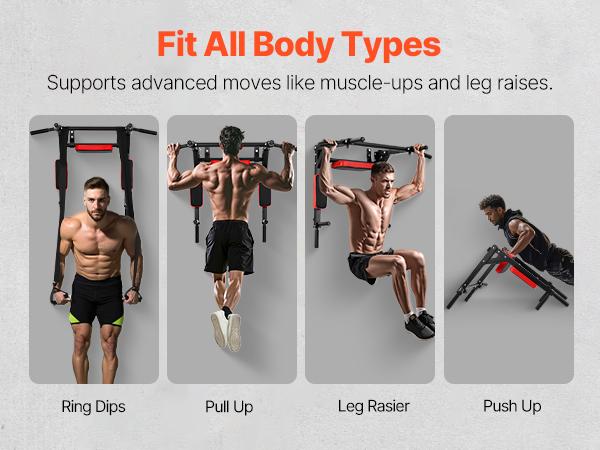 VEVOR Multifunctional Pull Up Bar, Wall Mounted Chin Up Bar Dip Station for Home Gym, Heavy Duty Steel Upper Body Workout Pull Ups, Power Tower Set Training Equipment Fitness, 440 lbs Weight Capacity VEVOR Multifunctional Pull Up Bar, Wall Mounted Chin Up Bar Dip Station for Home Gym, Heavy Duty Steel Upper Body Workout Pull Ups, Power Tower Set Training Equipment Fitness, 440 lbs Weight Capacity