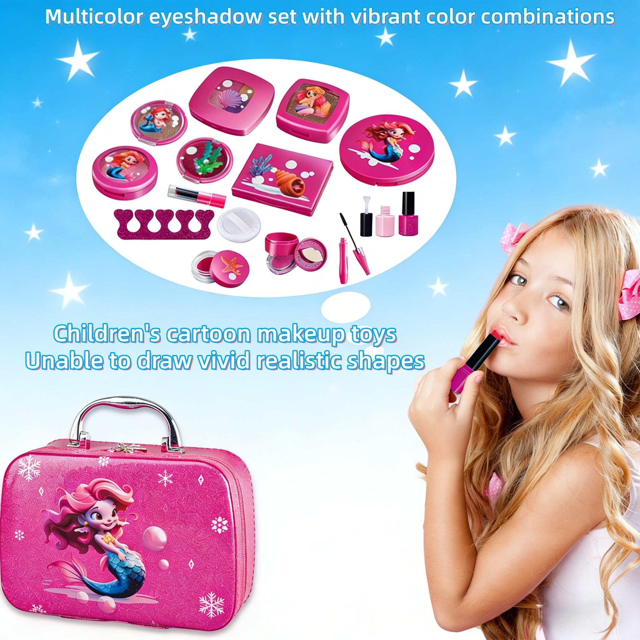 Realistic Makeup Toy Set, 22/14pcs Plastic Cosmetic Bag Kit, Non-Real Cosmetics, 3 to 9 Years Old, Princess Birthday Gift