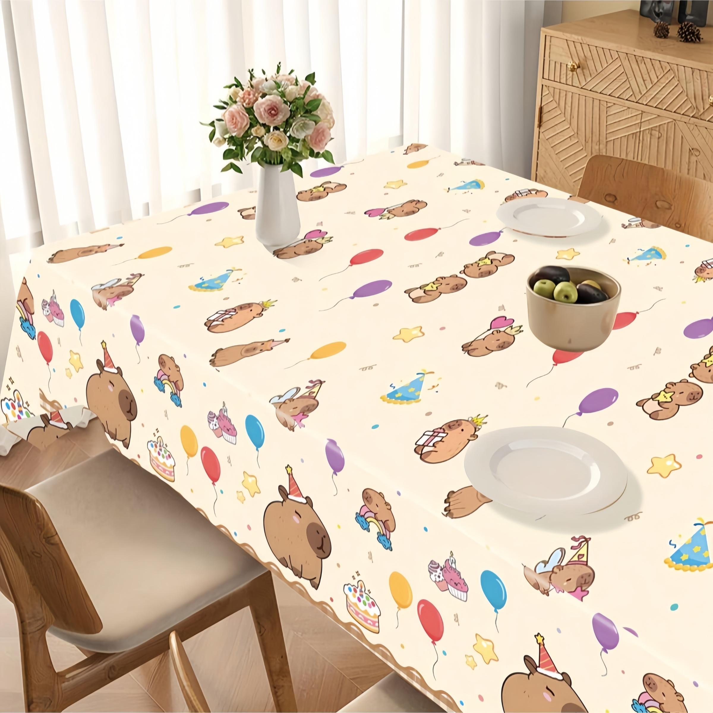 Kapybara Theme Rectangular Disposable Tablecloth, Outdoor Picnic Table Cover, Oil proof, Decorative Polyethylene, Suitable for Birthday Parties, Weddings, Camping and Catering, Baby showers, Christmas, Halloween