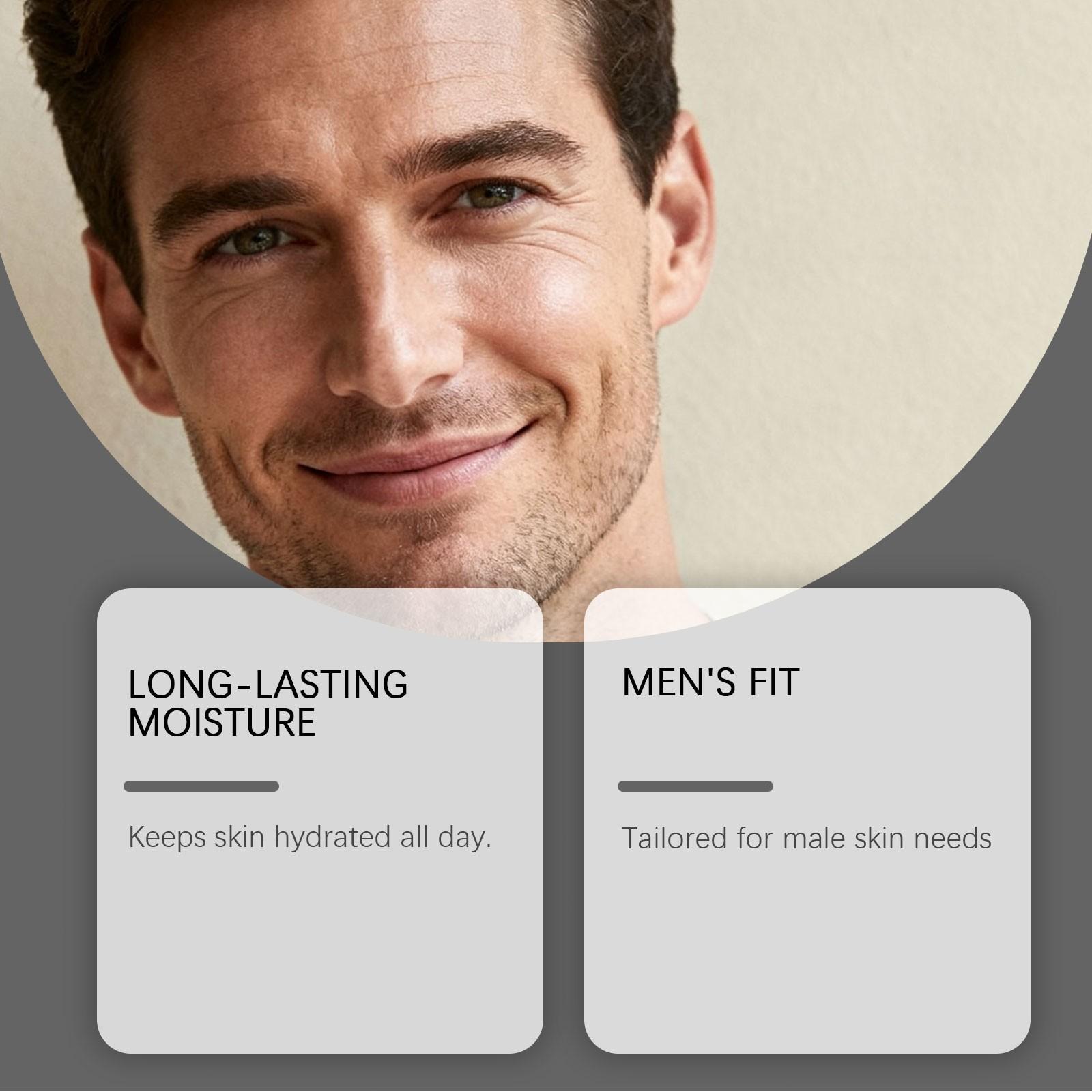 Men's Facial Moisturizer, Gentle Ingredients, Smooth and Easy to Spread, Elastic and Fine Skin Care, Hydrating and Nourishing Formula