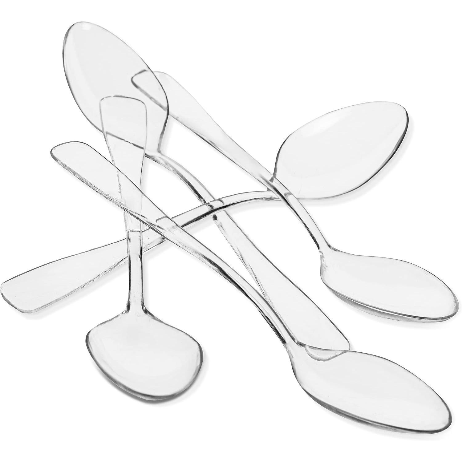 Mini Appetizer & Dessert Spoons - Clear Plastic Tasting Spoons Pack of 50 |  Clear Plastic Tasting Spoons for Ice Cream, Dips & Sampling,  Small Catering Supplies, 50CT 3.75"