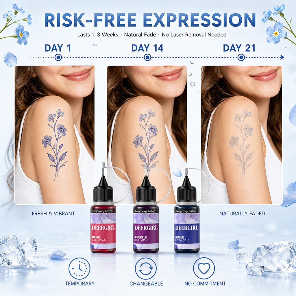 Festival party DIY henna temporary tattoo set gift box with 20 multi-color ink bottles & reusable stencils. Diverse patterns with mild skin-safe formula, essential painting kit for bridal looks, school events and carnival parties Temporary Tattoo Kits.