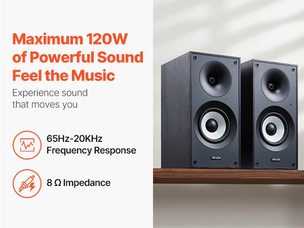 VEVOR Powered Bookshelf Speakers, 25Wx 2, Active Studio Monitor Speaker with 5.5 Inch Woofer, Bluetooth/RCA/Coaxial/Optical/USB/Subwoofer Connection, Wooden Enclosure, for Record Player Turntable PC
