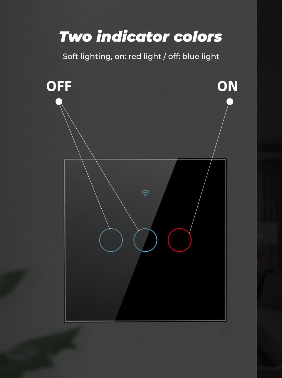 Smart Home Wall Touch Switch, WiFi Bluetooth-compatible RF Control, Steel Glass, APP Voice Timer, Remote 433 Control, Modern Light Switch lights switch