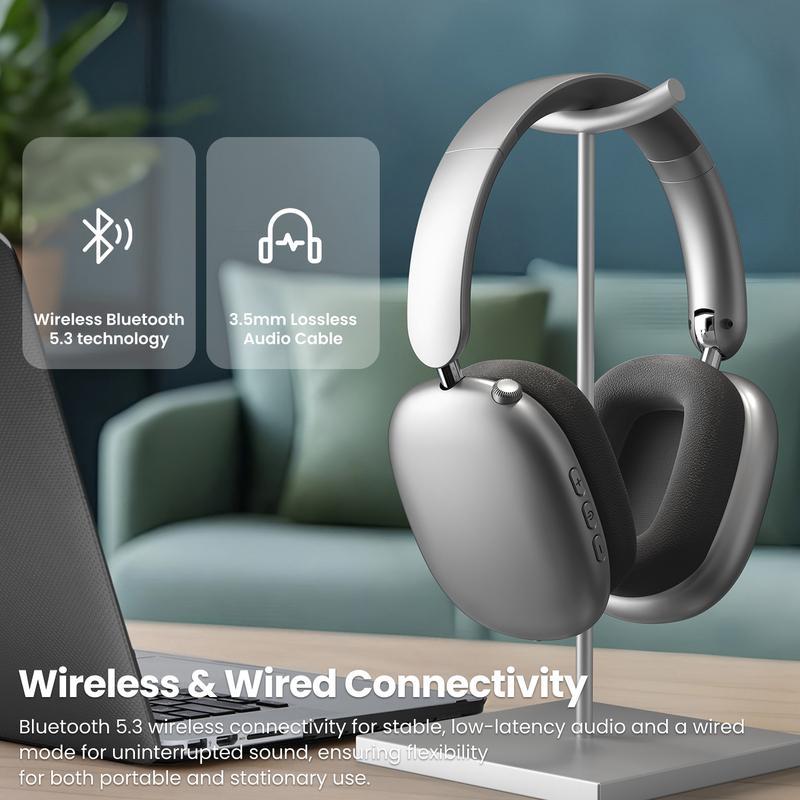 Cheeky Wireless Bluetooth Headphones, Over-Ear, Noise Cancelling, Hi-Res Audio, 48H Battery Life, Foldable, Mic for iOS/PC headphones Android Memory Headset Earbud Electronic