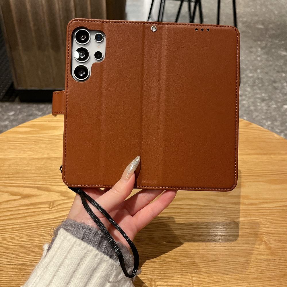 Matte PU Leather Flip Case for Samsung Galaxy – 2-in-1 Magnetic Cover w/ 3 Card Slots + Wallet, Stand Function, Anti-Drop, Lanyard | 5 Colors | Fits S22 Ultra S23 FE S24 Plus S25 EDGE S26 Ultra