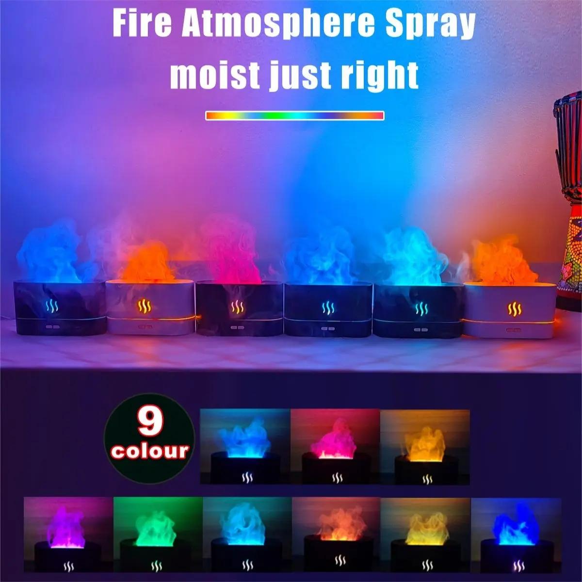 Flame Humidifier, Electronics Aromatherapy Diffuser, Home aromatherapy lamps, Aromatherapy Essential, 7 Fire Colors Flame Aroma Diffuser and Volcano Humidifier Perfect for Home/Office/Gifts/Bedroom