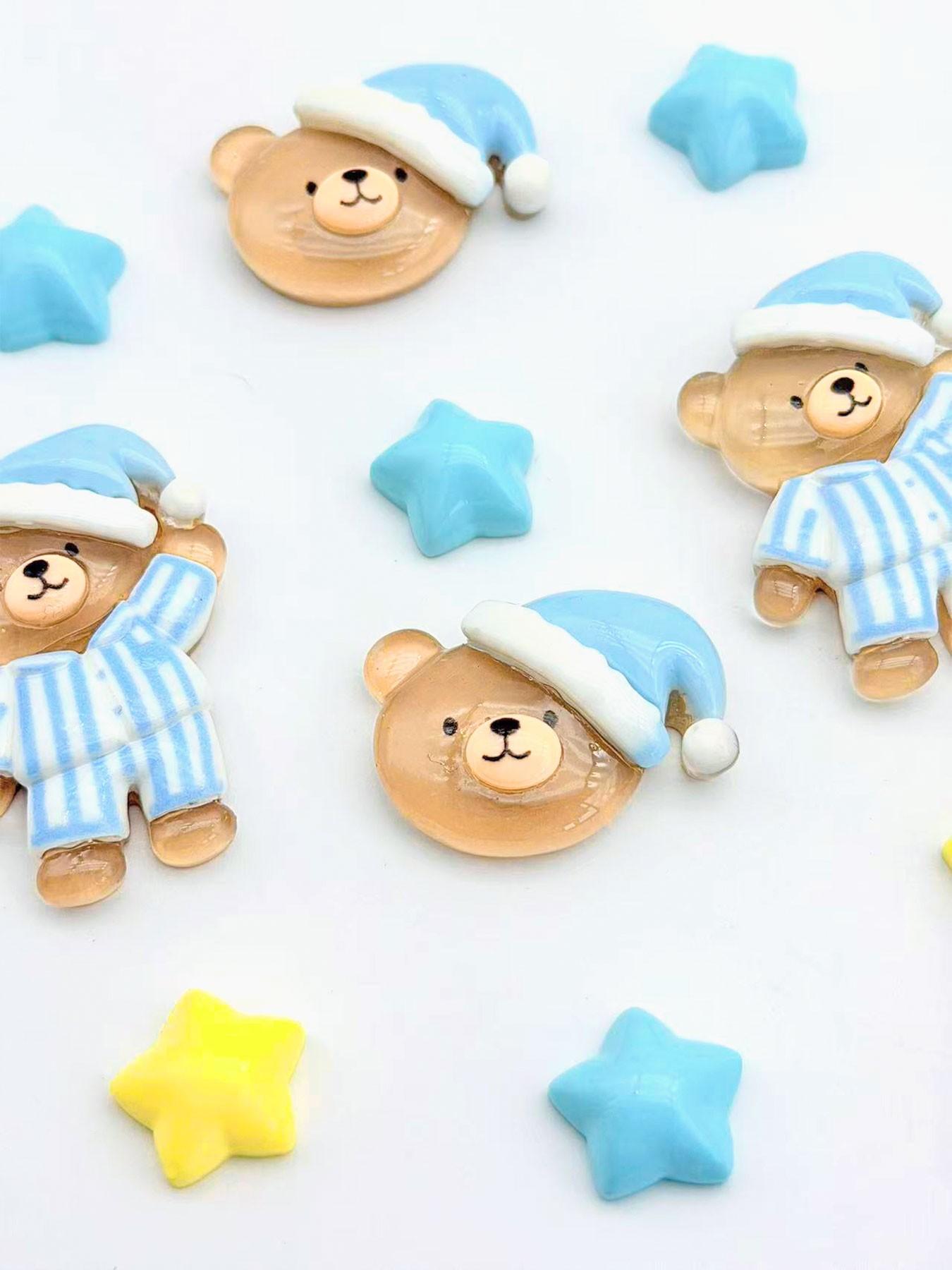 Blue Bear Animal Shoe Charms, Resin Material, Suitable for Crocs, Cute Decoration, Girl Gift, 10 Pieces Set, Casual Accessories