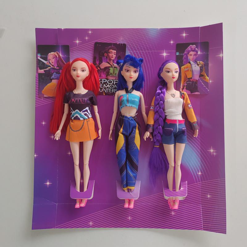 3-Piece Hunter Dolls – Rumi,  Zoey Hunters’ Girl Anime Figures, 2026 Trendy Music & Lighting Cosplay Set, Ideal Birthday Present for Girls