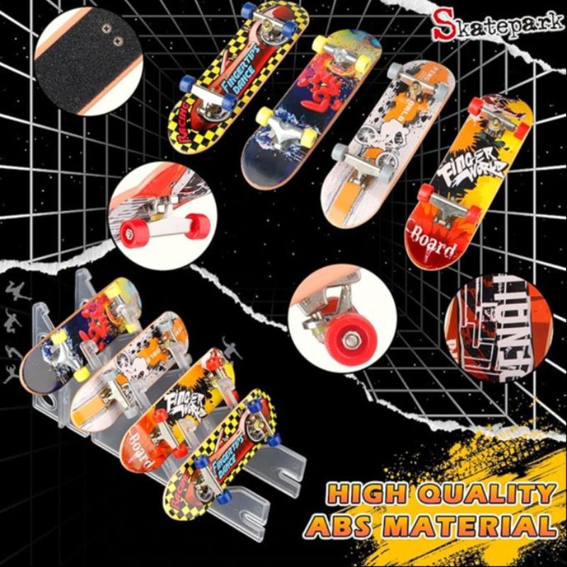 Creative Kids Finger Skateboard Set, Indoor Outdoor Play, Develops Motor Skills, Professional Training, Birthday Gift, Random Colors