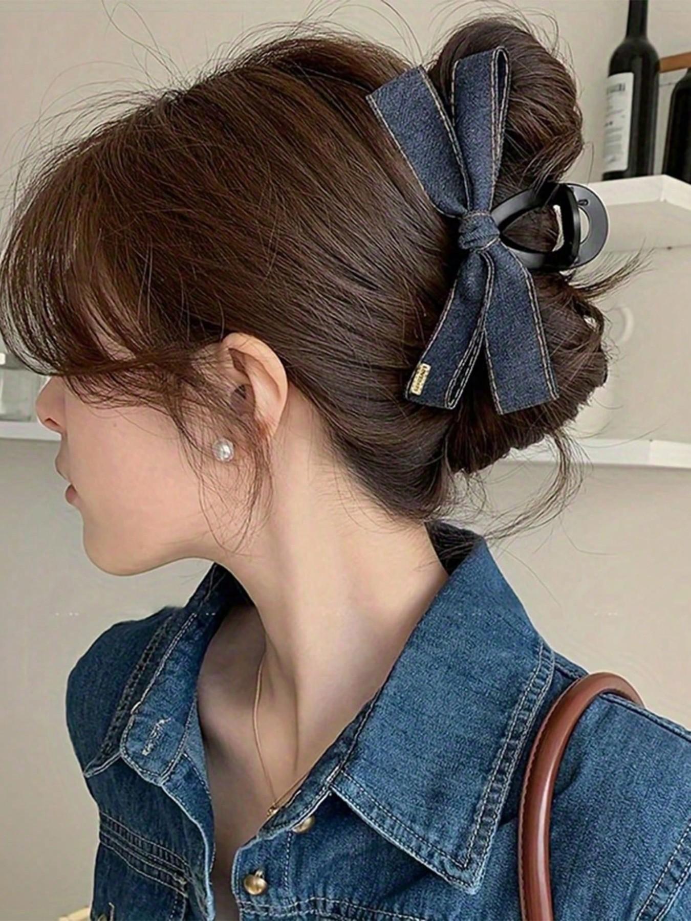 Bow Ribbon Hair Clip - Elegant Retro Blue Fabric Hair Accessory for Women, Mother’s Day Gift, Party & Birthday Hair Clips, Secure Hold for Updos & Buns, Versatile for Parties & Birthdays, Ideal Mother'S Day Gift