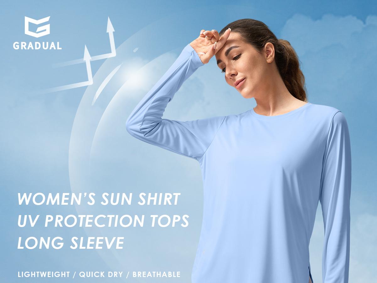 G Gradual Women's Sun Shirts UPF 50+ Long Sleeve UV Protection Shirt Lightweight Soft Breathable Beach Swim Tops Quick Dry Workout Hiking Casual Top for Women Gym Sportswear