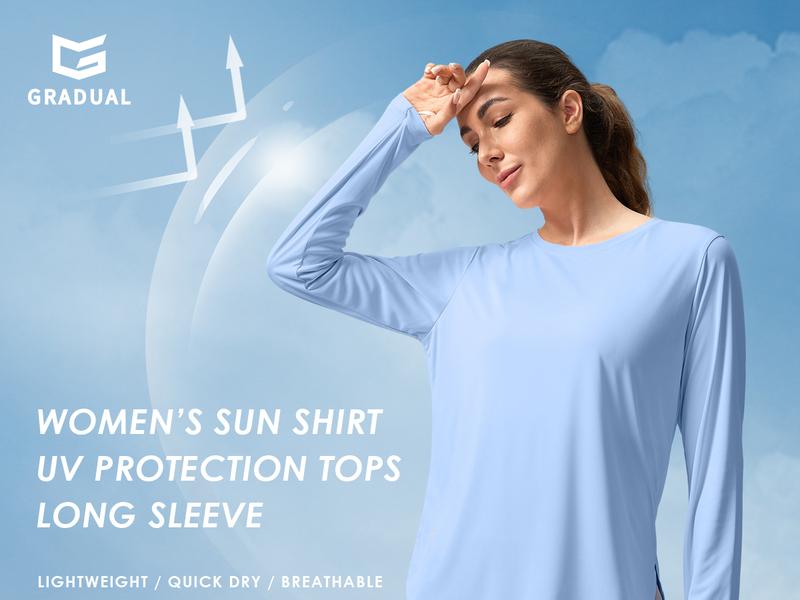 G Gradual Women's Sun Shirts UPF 50+ Long Sleeve UV Protection Shirt Lightweight Soft Breathable Beach Swim Tops Quick Dry Workout Hiking Casual Top for Women