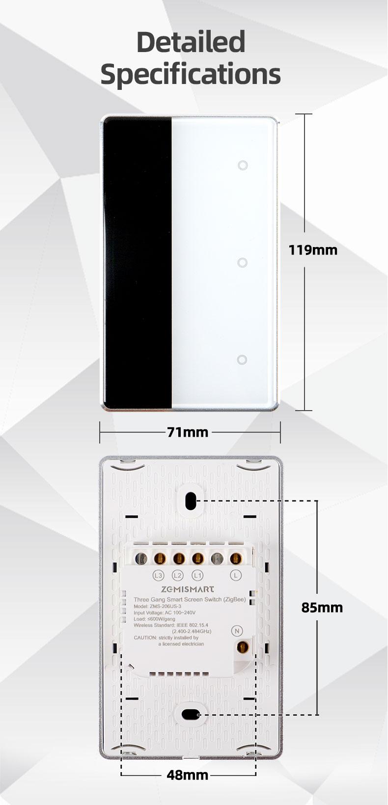 Smart control panel - American standard 118 graffiti Zigbee custom D name display switch