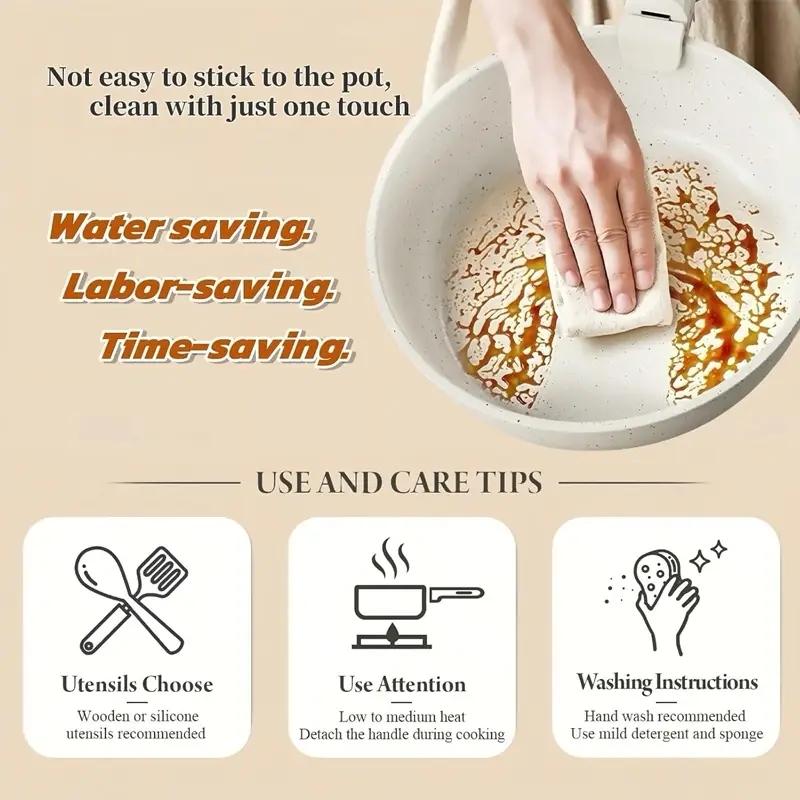 Portable Cookware Set - Lightweight non-stick removable cookware with pots and pans, space saving design suitable for small kitchens, easy to clean and compatible with electric stoves