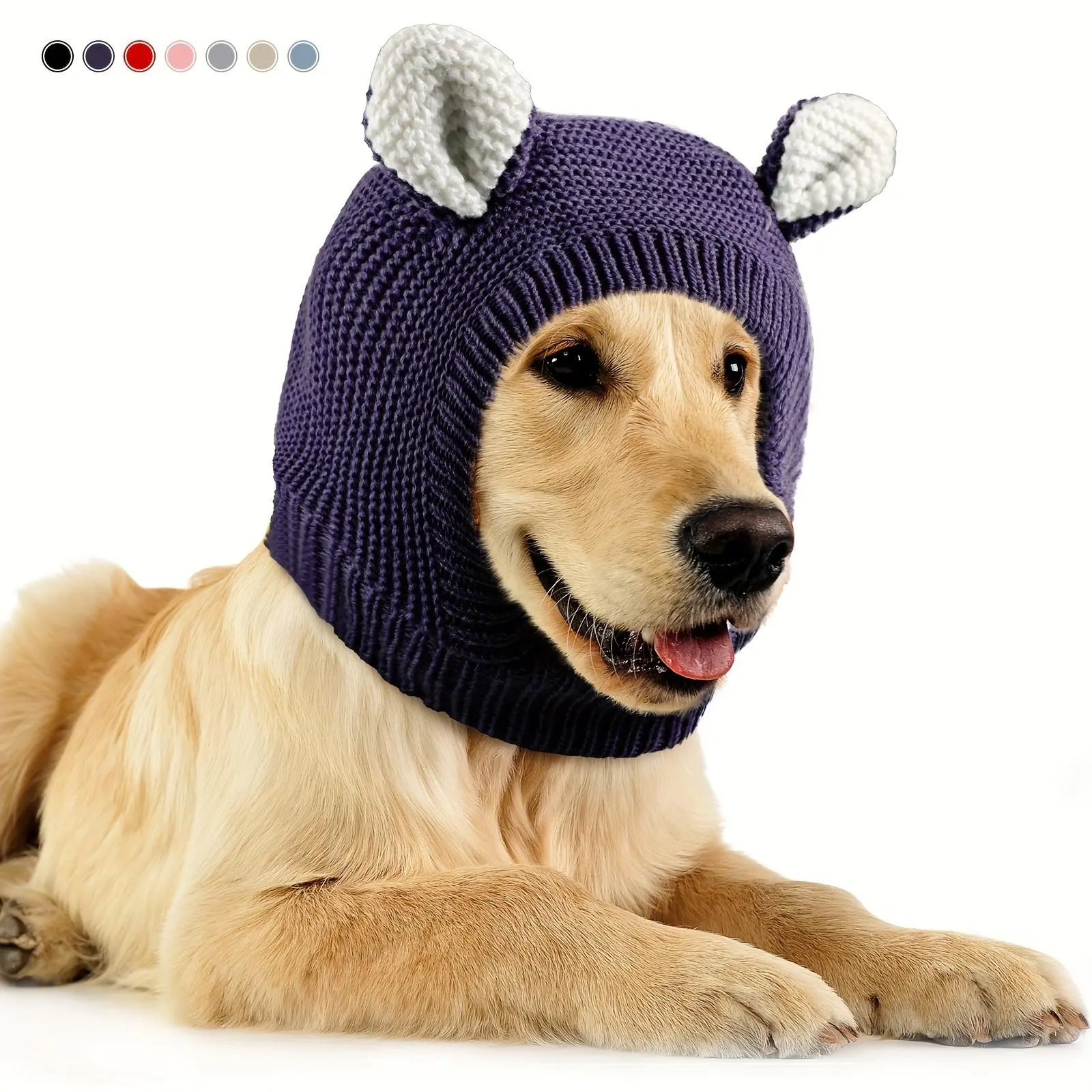 1pc Quiet Ears for Dogs, Dog Ear Muffs Noise Protection Knitted Dog Hats Pet Ears Warm Dog Ear Cover Winter Hat Dog Snood Head Wrap Bunny Costume for Medium to Large Dogs Cats Pets