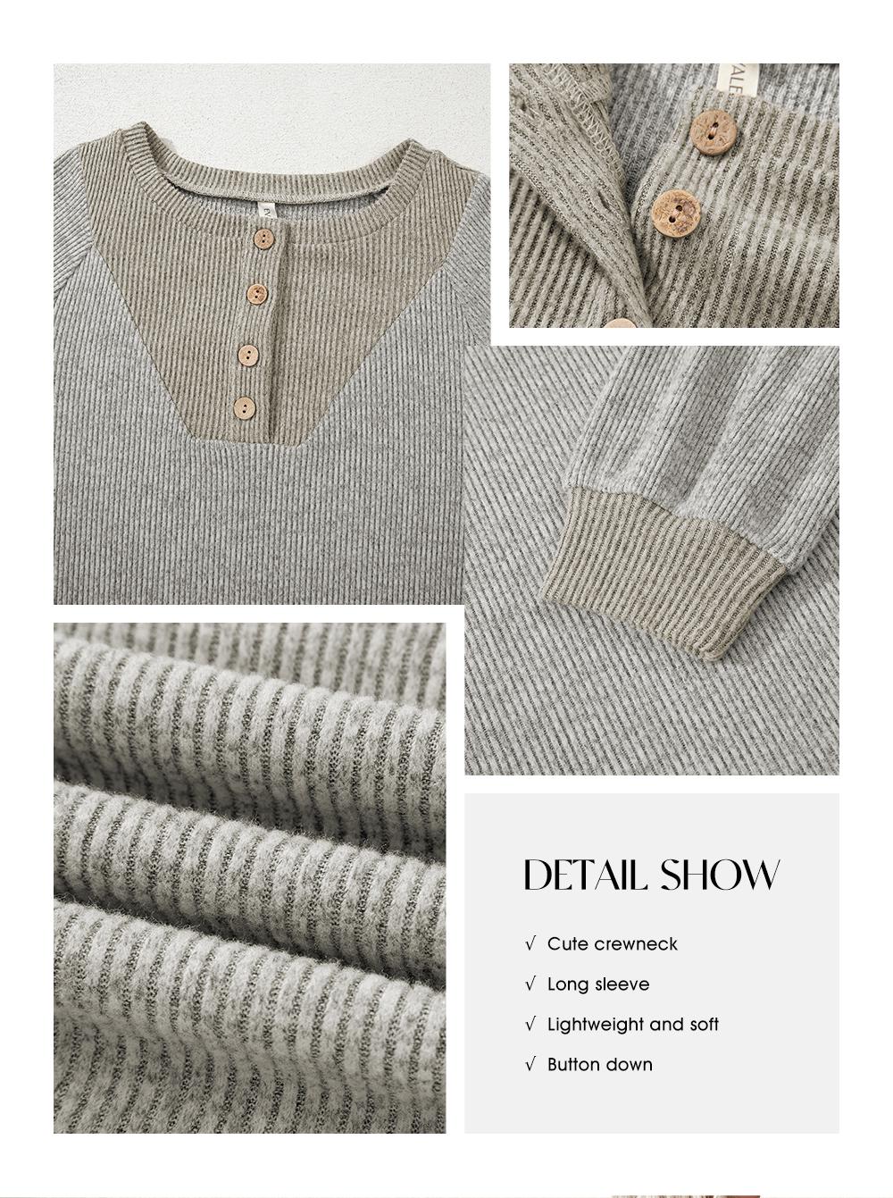 EVALESS Women's Spring Lightweight Puff Long Sleeve Sweatshirt, V Neck Button Up Solid, Casual Basic Pullover Tops, 2026 Fashion Minimalist Outfit